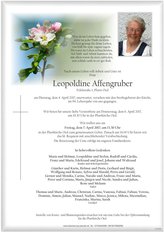 Leopoldine Affengruber, verstorben am 04. April 2017