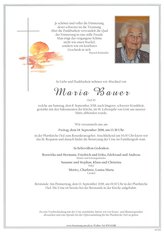 Maria Bauer, verstorben am 08. September 2018