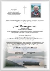 Josef Baumgartner, verstorben am 06. April 2026
