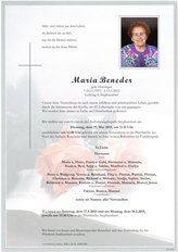 Maria Beneder, verstorben am 15. Mai 2015