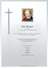 Ida Berger, verstorben am 13. September 2016