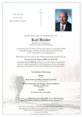 Karl Binder, verstorben am 22. Februar 2014