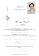 Bertha Binder, verstorben am 18. Mai 2023