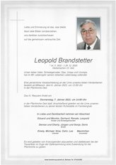 Leopold Brandstetter, verstorben am 29. Dezember 2020