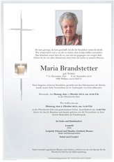 Maria Brandstetter, verstorben am 26. September 2018