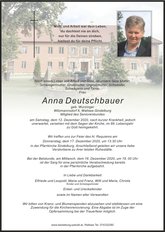 Anna Deutschbauer, verstorben am 12. Dezember 2020