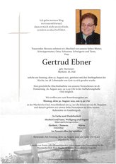 Gertrud Ebner, verstorben am 22. August 2021