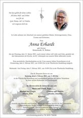 Anna Erhardt, verstorben am 12. Jänner 2021