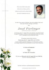 Josef Fierlinger, verstorben am 17. August 2014