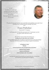 Franz Fürholzer, verstorben am 16. Mai 2016