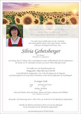Silvia Gebetsberger, verstorben am 24. Februar 2023