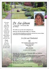 Dr. Eva Gibson, verstorben am 29. November 2022