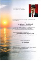 Dr. Werner Groißböck, verstorben am 18. Oktober 2015