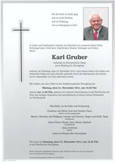 Karl Gruber, verstorben am 18. November 2014