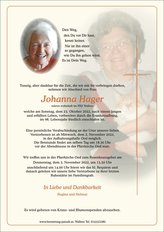Johanna Hager, verstorben am 23. Oktober 2022