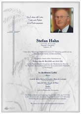 Stefan Hahn, verstorben am 15. Mai 2026
