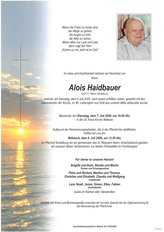 Alois Haidbauer, verstorben am 04. Juli 2020