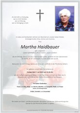 Martha Haidbauer, verstorben am 03. Juli 2017