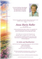 Anna Maria Haller, verstorben am 04. Jnner 2024