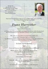 Franz Harreither, verstorben am 02. Dezember 2022