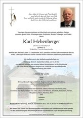 Karl Hehenberger, verstorben am 21. September 2022