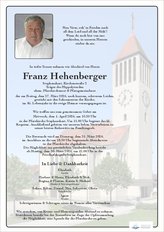 Franz Hehenberger, verstorben am 27. M�rz 2026