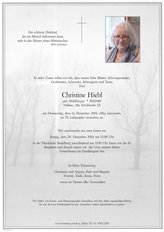 Christine Hiebl, verstorben am 12. Dezember 2019