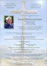 Josef Hintersteiner, verstorben am 10. September 2021