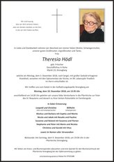 Theresia Hödl, verstorben am 03. Dezember 2018