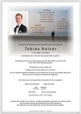 Tobias Holzer, verstorben am 24. April 2016