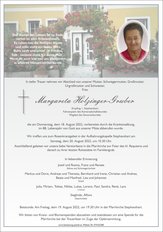 Margareta Holzinger-Gruber, verstorben am 18. August 2022
