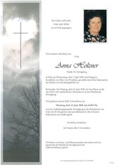 Anna Holzner, verstorben am 07. Juni 2018