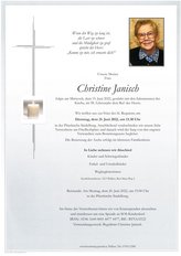 Christine Janisch, verstorben am 15. Juni 2022