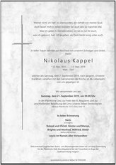 Nikolaus Kappel, verstorben am 07. September 2019