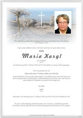 Maria Kargl, verstorben am 07. Februar 2019