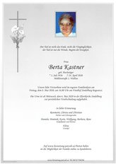 Berta Kastner, verstorben am 24. April 2020