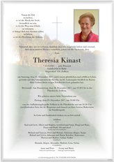 Theresia Kinast, verstorben am 23. Dezember 2017