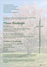 Maria Kirchhofer, verstorben am 08. Oktober 2025