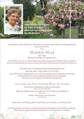 Mathilde Klopf, verstorben am 02. April 2025