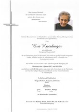 Eva Kneidinger, verstorben am 29. Dezember 2016