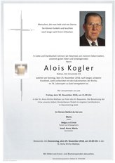Alois Kogler, verstorben am 25. November 2018