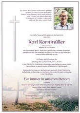 Karl Kornm�ller, verstorben am 02. April 2026