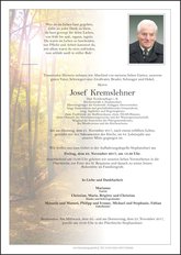 Josef Kremslehner, verstorben am 21. November 2017