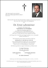 Dr. Ernst Lahnsteiner, verstorben am 06. Mai 2022