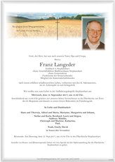 Franz Langeder, verstorben am 12. September 2017