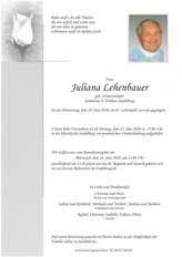 Juliana Lehenbauer, verstorben am 18. Juni 2020