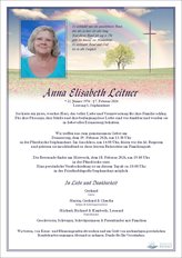 Anna Elisabeth Leitner, verstorben am 07. Februar 2026