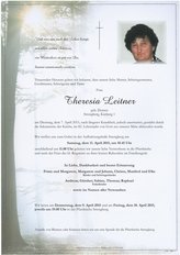 Theresia Leitner, verstorben am 07. April 2015