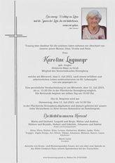 Karoline Lugmayr, verstorben am 05. Juli 2023