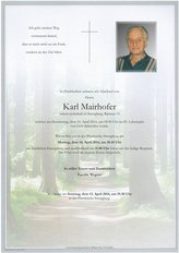 Karl Mairhofer, verstorben am 10. April 2014